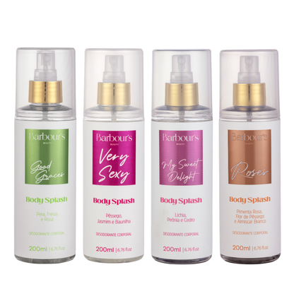 Kit 4 Body Splash - My Sweer Delight, Very Sexy, Good Graces e Roses